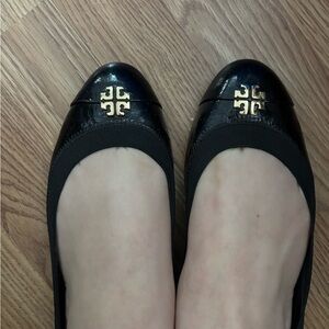 Tory Burch Black and Gold Flats